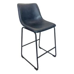 Drake Navy Blue Faux Leather Counter Stool