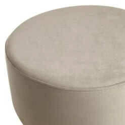 Emmy Grey Velvet Round Wood Leg Ottoman -Hot Sale Furniture Shop emmy grey velvet round wood leg ottoman 2