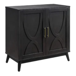 Ezra 2-Door Dark Brown Cabinet With Gold Handle