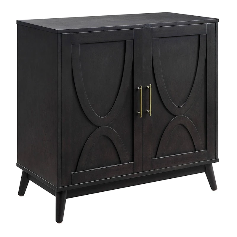 Ezra 2-Door Dark Brown Cabinet With Gold Handle 1 Ezra 2-Door Dark Brown Cabinet With Gold Handle