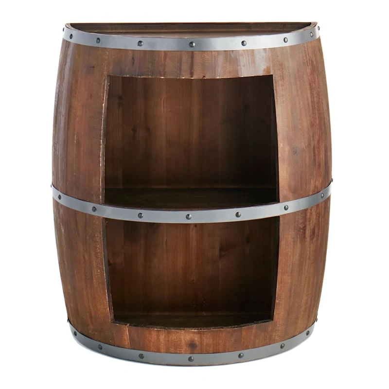 Faux Wine Barrel 2 Tier Display Shelf 2 Faux Wine Barrel 2 Tier Display Shelf - Image 2