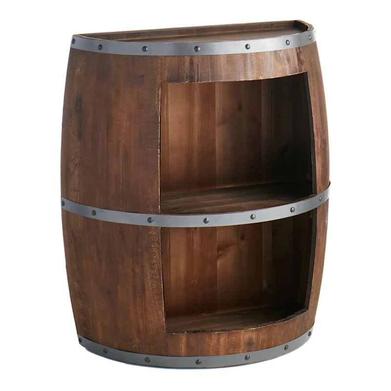 Faux Wine Barrel 2 Tier Display Shelf 1 Faux Wine Barrel 2 Tier Display Shelf