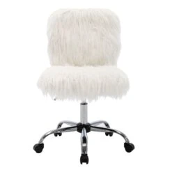 Fiona Adjustable Office Chair, White Faux Fur -Hot Sale Furniture Shop fiona adjustable office chair white faux fur 3