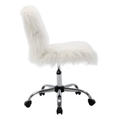Fiona Adjustable Office Chair, White Faux Fur -Hot Sale Furniture Shop fiona adjustable office chair white faux fur 4