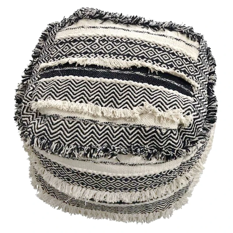 Found & Fable Alex Handwoven Fringe Square Pouf 1 Found & Fable Alex Handwoven Fringe Square Pouf