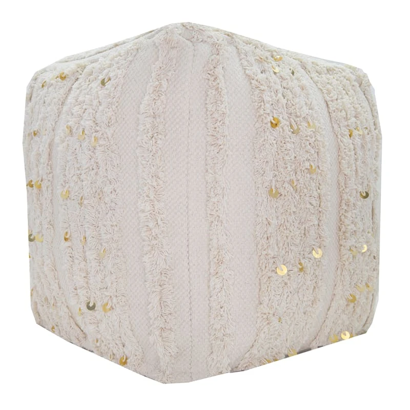 Found & Fable Amala Sequin Tufted Pouf 1 Found & Fable Amala Sequin Tufted Pouf