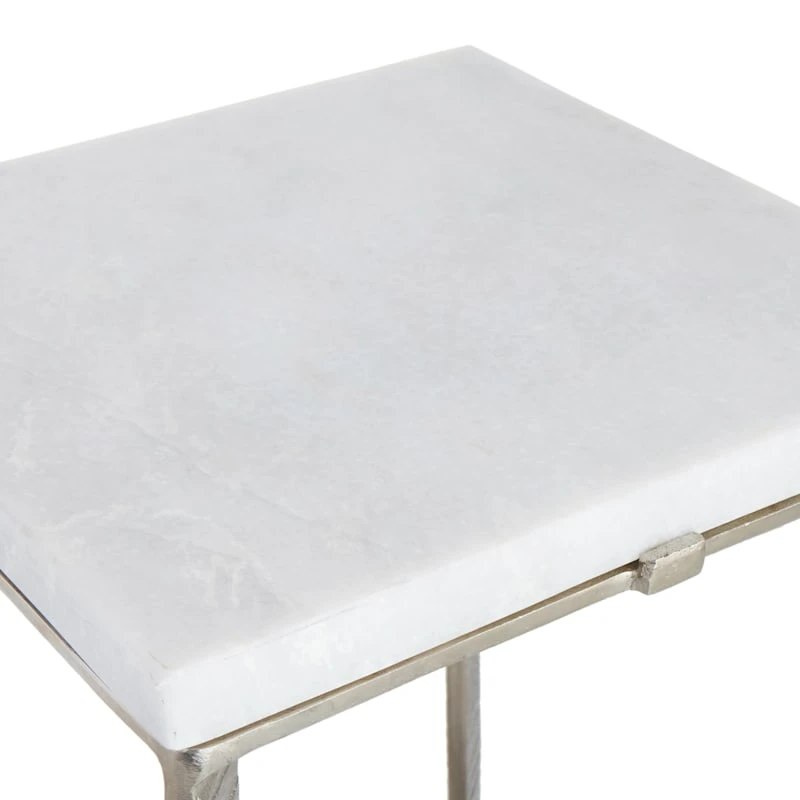 Found & Fable Judd Silver Accent Table With Marble Top 3 Found & Fable Judd Silver Accent Table With Marble Top - Image 3