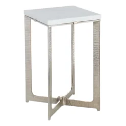 Found & Fable Judd Silver Accent Table With Marble Top