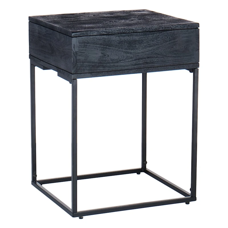 Found & Fable Kayla Rustic Black Nightstand 2 Found & Fable Kayla Rustic Black Nightstand - Image 2