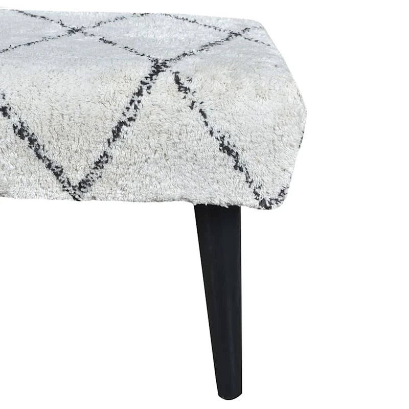 Found & Fable Zuri Cream & Black Tufted Bench 5 Found & Fable Zuri Cream & Black Tufted Bench - Image 5