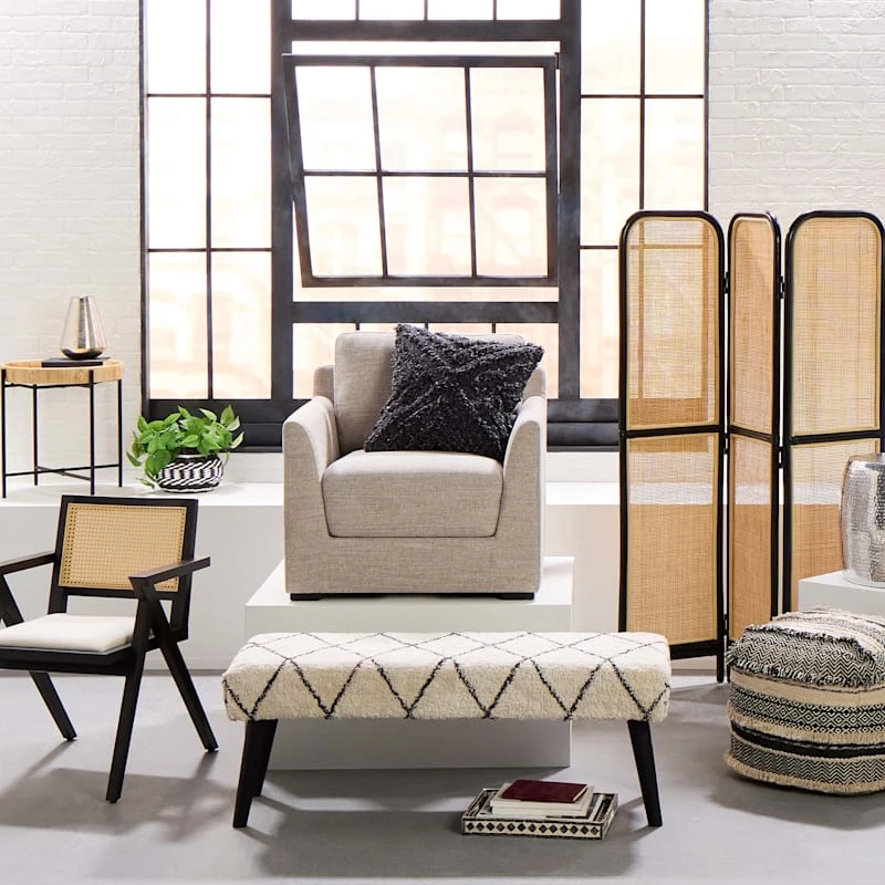 Found & Fable Zuri Cream & Black Tufted Bench 10 Found & Fable Zuri Cream & Black Tufted Bench - Image 10