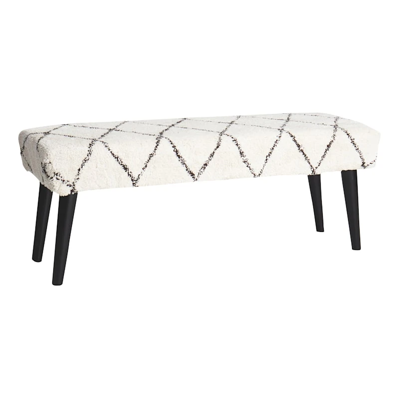 Found & Fable Zuri Cream & Black Tufted Bench 1 Found & Fable Zuri Cream & Black Tufted Bench