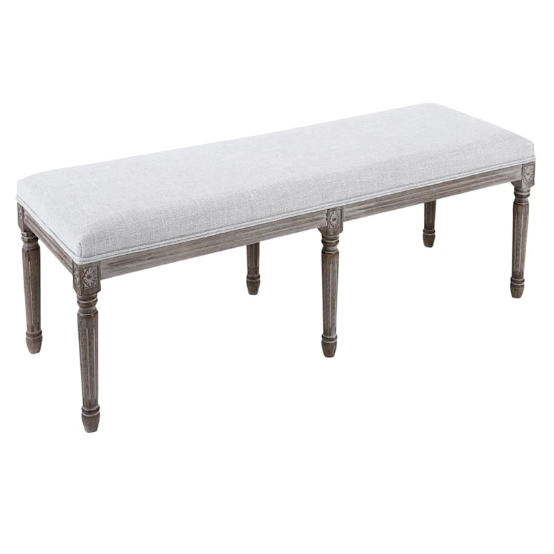 Heritage Light Grey Linen Bench 1 Heritage Light Grey Linen Bench