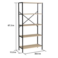 Honeybloom 4-Tier Burnaby Wood & Metal Shelf -Hot Sale Furniture Shop honeybloom 4 tier burnaby wood metal shelf 3