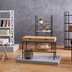 Honeybloom 4-Tier Burnaby Wood & Metal Shelf -Hot Sale Furniture Shop honeybloom 4 tier burnaby wood metal shelf 7