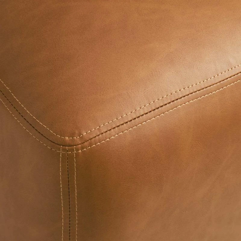 Honeybloom Beau Faux Leather Ottoman, Cognac 2 Honeybloom Beau Faux Leather Ottoman, Cognac - Image 2