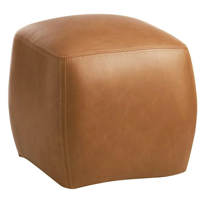 Honeybloom Beau Faux Leather Ottoman, Cognac 1 Honeybloom Beau Faux Leather Ottoman, Cognac