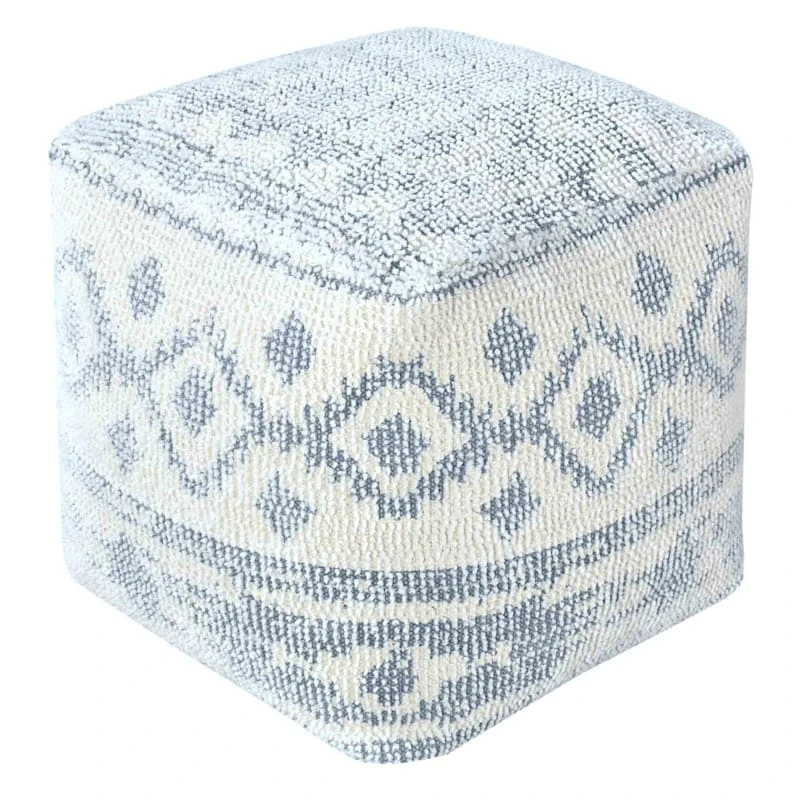 Honeybloom Blue & Cream Pouf 1 Honeybloom Blue & Cream Pouf