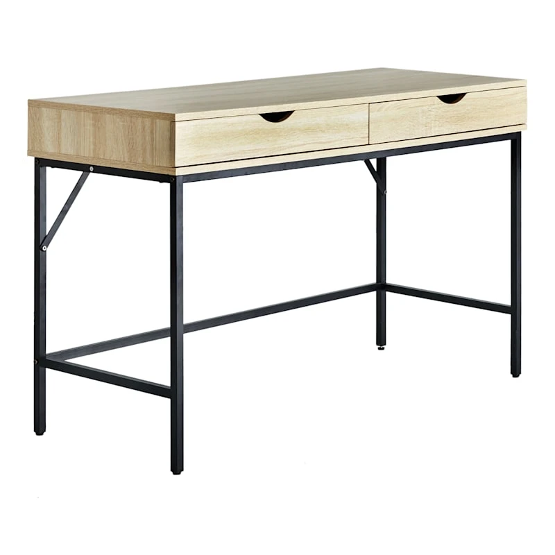 Honeybloom Burnaby 2-Drawer Wood & Metal Desk 1 Honeybloom Burnaby 2-Drawer Wood & Metal Desk