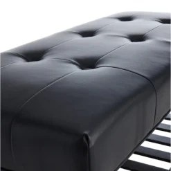 Honeybloom Collins Black Leather Bench 5 Honeybloom Collins Black Leather Bench -Hot Sale Furniture Shop honeybloom collins black leather bench 2