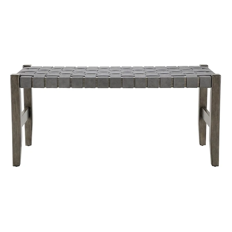 Honeybloom Faux Leather Dark Grey Strap Bench 2 Honeybloom Faux Leather Dark Grey Strap Bench - Image 2