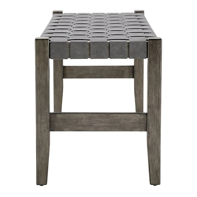 Honeybloom Faux Leather Dark Grey Strap Bench 3 Honeybloom Faux Leather Dark Grey Strap Bench - Image 3