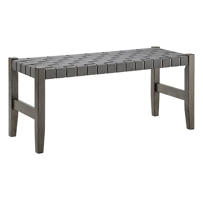 Honeybloom Faux Leather Dark Grey Strap Bench 1 Honeybloom Faux Leather Dark Grey Strap Bench