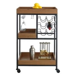 Honeybloom Jessie Wood Tray Top Bar Cart 5 Honeybloom Jessie Wood Tray Top Bar Cart -Hot Sale Furniture Shop honeybloom jessie wood tray top bar cart 2