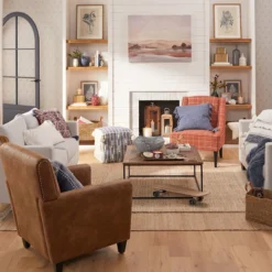 Honeybloom Kayson Paprika Plaid Accent Chair -Hot Sale Furniture Shop honeybloom kayson paprika plaid accent chair 3