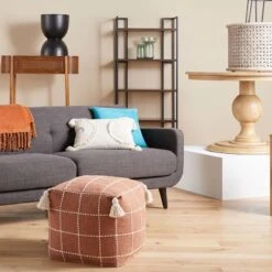 Honeybloom Shiva Brown Woven Pouf -Hot Sale Furniture Shop honeybloom shiva brown woven pouf 2