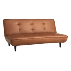 Honeybloom Wyatt Push Back Sofa, Cognac Faux Leather