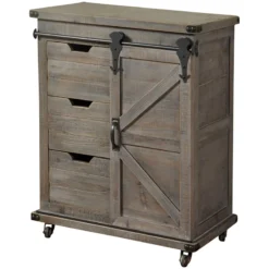 Jacob 3-Drawer Sliding Barn Door Cabinet