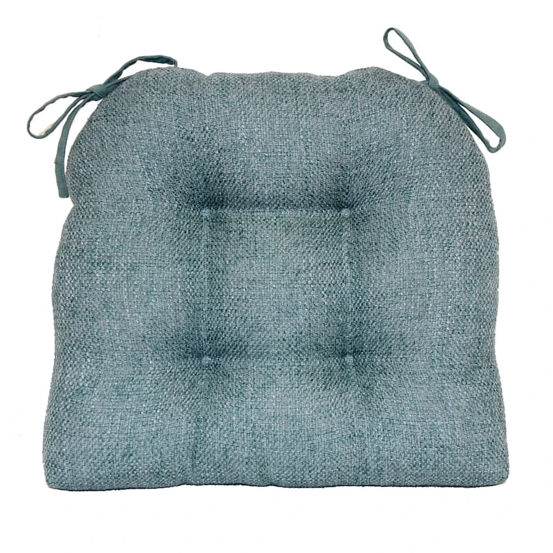 Jasper Textured Chair Pad/4 Tacks/Ties Blue 1 Jasper Textured Chair Pad/4 Tacks/Ties Blue