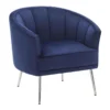 Laila Ali Avani Blue Velvet Accent Chair