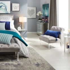 Laila Ali Grey Tufted Accent Chair With Clear Acrylic Legs -Hot Sale Furniture Shop laila ali grey tufted accent chair with clear acrylic legs 3