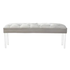 Laila Ali Grey Tufted Acrylic Leg Bench -Hot Sale Furniture Shop laila ali grey tufted acrylic leg bench 2