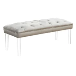 Laila Ali Grey Tufted Acrylic Leg Bench