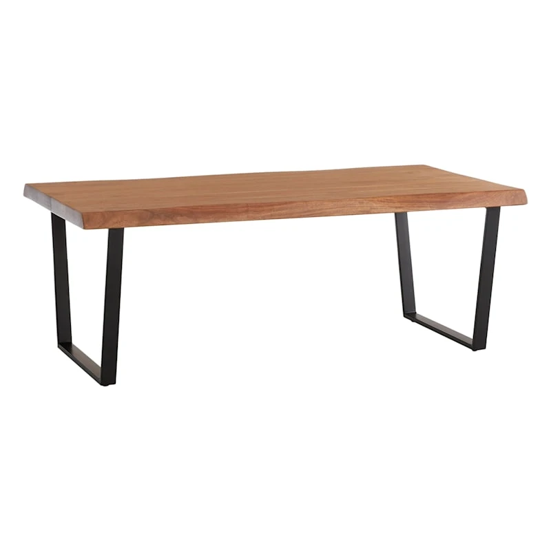 Live Edge Wood Top Coffee Table With Metal Base 1 Live Edge Wood Top Coffee Table With Metal Base