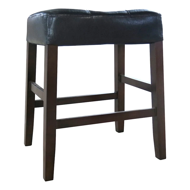 Madison Brown Backless Counter Stool With Faux Leather Upholstered Seat 1 Madison Brown Backless Counter Stool With Faux Leather Upholstered Seat
