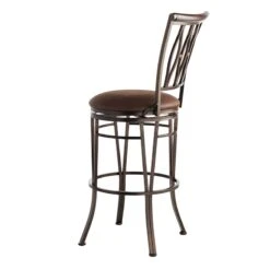 Marsol Brown Metal Swivel Barstool With Faux Leather Seat -Hot Sale Furniture Shop marsol brown metal swivel barstool with faux leather seat 2
