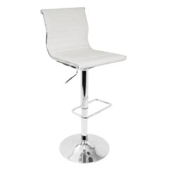 Master Faux Leather Adjustable Barstool, White