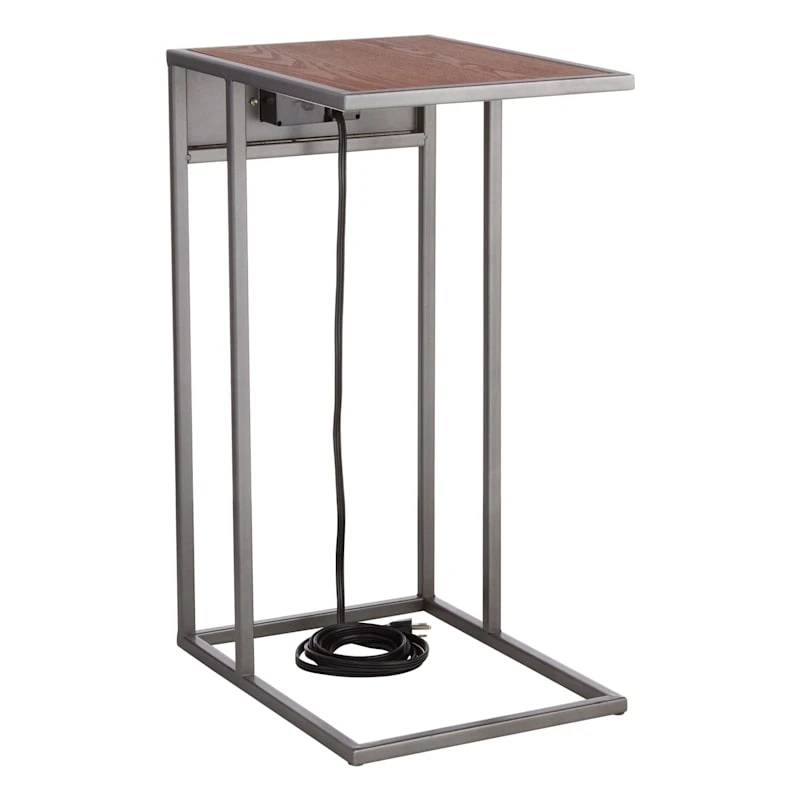 Metal C-Table With USB Port, Brown 1 Metal C-Table With USB Port, Brown