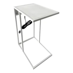 Metal C-Table With Usb Port, White