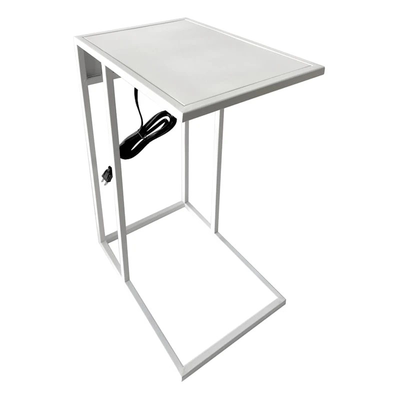 Metal C-Table With Usb Port, White 1 Metal C-Table With Usb Port, White