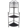 Metal Corner Rack With Brown Decorative Arch & Folding Wood-Top Shelves, 47"