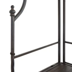 Metal Corner Rack With Brown Decorative Arch & Folding Wood-Top Shelves, 63" 10 Metal Corner Rack With Brown Decorative Arch & Folding Wood-Top Shelves, 63" -Hot Sale Furniture Shop metal corner rack with brown decorative arch folding wood top shelves 63 4