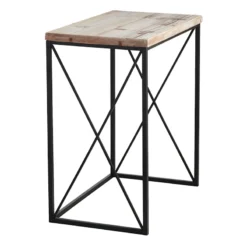 Metal X-Side Table With Wood Top, Large -Hot Sale Furniture Shop metal x side table with wood top large 3