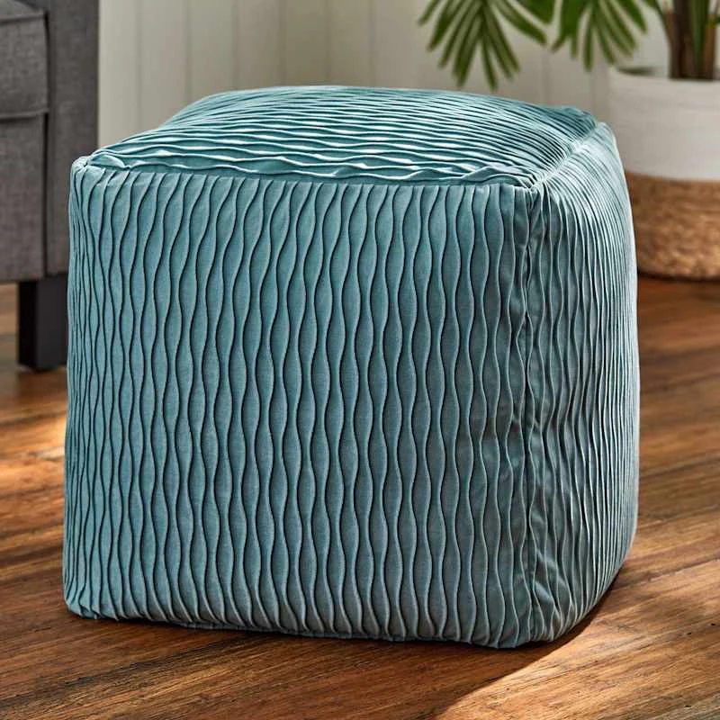 Mineral Blue Ripple Pouf 3 Mineral Blue Ripple Pouf - Image 3