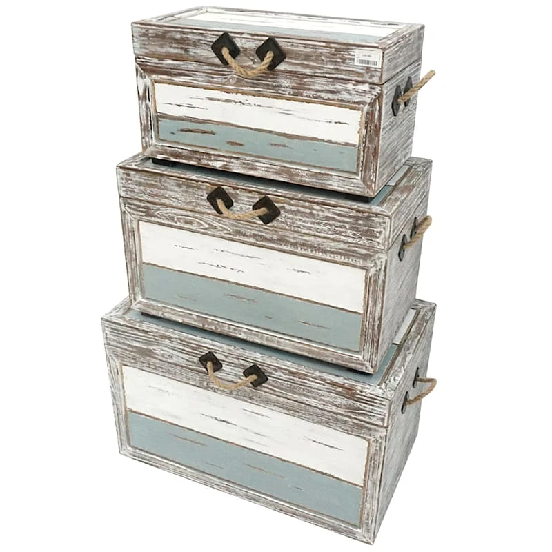 Nantucket Weathered Wood Decorative Storage Trunk, Small 2 Nantucket Weathered Wood Decorative Storage Trunk, Small - Image 2