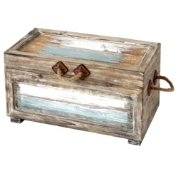 Nantucket Weathered Wood Decorative Storage Trunk, Small